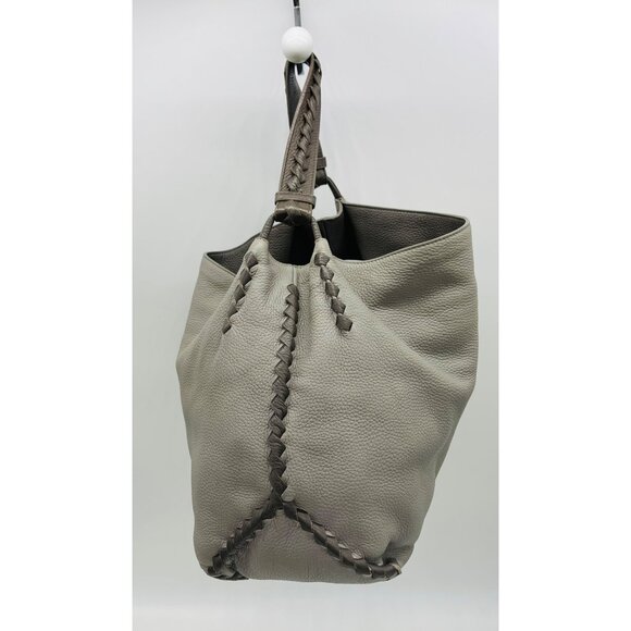 BOTTEGA VENETA Leather Hobo Shoulder Tote Bag Gray Large - Picture 9 of 14